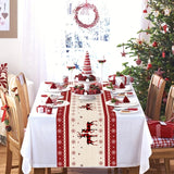 Merry Christmas Table Runner - 13"x70.8" Polyester with Red Elk Design, Perfect for Holiday Dining & Home Decor, Christmas Decor