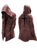 kkboxly  Men's Halloween Printed Hooded Cardigan Long Coat, Casual Cosplay Costumes