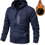 kkboxly  Warm Fleece Hooded Jacket, Men's Casual Winter Jacket Coat For Outdoor Activities