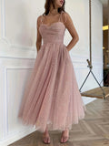 kkboxly  Plus Size Sequin Decor Mesh Bridesmaid Dress, Elegant Gathered Sweetheart Neck Cami Dress For Wedding Party, Women's Plus Size Clothing