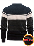 kkboxly  Men's Stylish Knitted Pullover, Casual Slightly Stretch Breathable Long Sleeve Crew Neck Top For City Walk Street Hanging Outdoor Activities