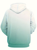 Men's Casual Ombre Hoodie, Chic Sports Tops