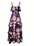 kkboxly  Floral Print Two-piece Skirt Set, Crop Tank Top & Layered Skirt Outfits, Women's Clothing