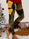 kkboxly Plant Print Skinny Leggings, Casual Elastic Waist Stretchy Leggings, Women's Clothing