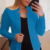 kkboxly  Solid Open Front Blazer, Elegant Long Sleeve Work Office Outerwear, Women's Clothing