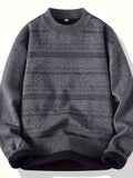 kkboxly  All Match Knitted Sweater, Men's Casual Warm Slightly Stretch Crew Neck Pullover Sweater For Men Fall Winter