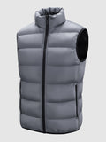 kkboxly  Warm Winter Vest, Men's Casual Zipper Pockets Stand Collar Zip Up Vest For Fall Winter