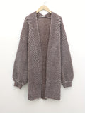 kkboxly  Striped Open Front Cardigan, Casual Lantern Sleeve Cardigan For Fall & Winter, Women's Clothing
