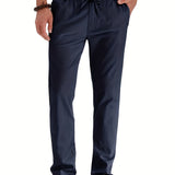 2025 kkboxly  Men's Loose Elastic Waist Solid Color Business Casual Trousers, Men's Outfits
