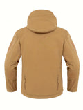 kkboxly  Men's Casual Hooded Warm Soft Shell Waterproof Windbreaker Jacket Coat Regular Fit Coat For Winter Autumn Outdoors Hiking