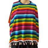 kkboxly  Multi Colored Mexican Poncho Costume Accessory, Cosplay For Halloween, Fiesta Events, Colorful Theme Fun And Festive Celebrations, Party Favor