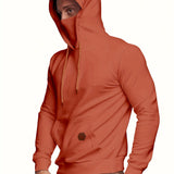 kkboxly  Men's Hoodie, Face Cover Casual Drawstring Hooded Sweatshirt With Multicolor
