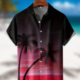 kkboxly  Coconut Tree Print Men's Casual Short Sleeve Hawaiian Shirt, Men's Shirt For Summer Vacation Resort Best Sellers