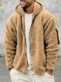kkboxly  Trendy Fluffy Snuddie Men's Hooded Jacket Casual Long Sleeve Hoodies With Zipper Gym Sports Hooded Coat For Winter Fall