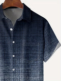 kkboxly  Plus Size Men's Hawaiian Shirts For Beach, Vintage Gradient Textured Short Sleeve Aloha Shirts, Oversized Casual Loose Tops For Summer