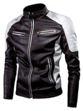 kkboxly  Men's Casual Faux Leather Jacket Stylish Vintage PU Leather Zip Up Motorcycle Jacket Best Sellers