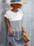 kkboxly Women's Summer Dress: Color Block Ruffle Sleeve Mini Dress - Look Flawless & Feel Fabulous!