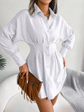kkboxly  V-neck Loose Lapel Long Blouses, Casual Button Down Lantern Long Sleeve Fashion Long Shirts Tops, Women's Clothing