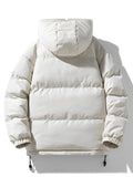 Plus Size Men's Reversible Jacket Solid Puffer Hooded Jacket Fashion Casual Jacket For Fall Winter, Men's Clothing