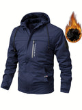 kkboxly  Warm Fleece Hooded Jacket, Men's Casual Winter Jacket Coat For Outdoor Activities