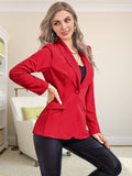 Solid One Button Blazer, Elegant Long Sleeve Work Office Outerwear, Women's Clothing