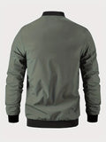 kkboxly  Men's Letter Embroidered Casual Bomber Jacket, Plus Size Male Clothing