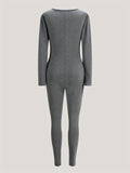 kkboxly  Solid Color Zip-up Skinny Jumpsuit, Athleisure Long Sleeve Jumpsuit For Spring & Fall, Women's Clothing