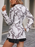 kkboxly  Snake Skin Print Blazer, Elegant Open Front Lapel Long Sleeve Blazer, Elegant & Stylish Outerwear For Office & Work, Women's Clothing
