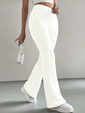 kkboxly  Solid High Waist Pants, Elegant Flare Leg Pants, Women's Clothing