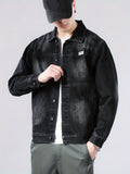 kkboxly  Chic Denim Jacket, Men's Casual Street Style Button Up Jacket Coat For Spring Fall
