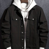 kkboxly Trendy Multi Pocket Denim Jacket, Men's Casual Street Style Lapel Denim Jacket For Spring Fall