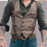 kkboxly  Retro Elegant Solid Color Single Breasted Male Vest Tuxedo Suit Vest For Men
