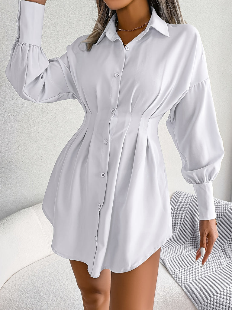 kkboxly  V-neck Loose Lapel Long Blouses, Casual Button Down Lantern Long Sleeve Fashion Long Shirts Tops, Women's Clothing