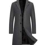 kkboxly Stay Warm and Stylish in This Men's Mid-Length Woolen Trench Coat Jacket