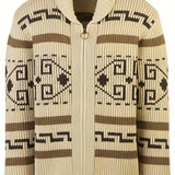 Plus Size Men's Band Collar Zipper Cardigan Color Matching Jacquard Long-sleeved Sweater
