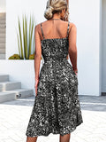 kkboxly  Leopard Sleeveless Spaghetti Dress, Elegant Button Front Knotted Dress, Women's Clothing