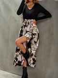 Geo Print Splicing Dress, Elegant V Neck Long Sleeve Dress, Women's Clothing