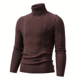 kkboxly  Men's Plain Turtleneck Sweater, Trendy High Stretch Fashion Comfy Thermal Tops