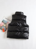 Kids/ Teens Metallic Heavy-Weight Puffer Vest Windproof Padded Sleeveless Gilet Boys And Girls Winter Vest