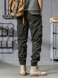 dunnmall  kkboxly  Trendy Solid Cargo Pants, Men's Multi Flap Pocket Trousers, Loose Casual Outdoor Pants, Men's Work Pants Outdoors Streetwear Hip Hop Style
