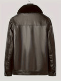 kkboxly  Warm Thick Fleece PU Jacket, Men's Casual Zip Up Fur Collar Jacket Coat For Fall Winter