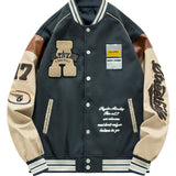 kkboxly  Loose Oversize  Vintage Baseball Jacket With Embroidered Letters Print For Men Loose Oversize Jacket Gifts Best Sellers