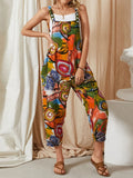 kkboxly  Abstract Print Overall Jumpsuit, Casual Button Overall Jumpsuit For Spring & Summer, Women's Clothing