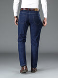 Father's Day Gift, Classic Design Straight Fit Jeans, Men's Casual Slightly Stretch Trousers For Spring Fall Business