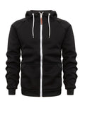 kkboxly  Men's Casual Zip Up Hoodie, Color Block Hooded Jacket For Sports