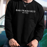 kkboxly  San Francisco Print Sweatshirt, Men's Casual Graphic Design Slightly Stretch Crew Neck Pullover Sweatshirt For Autumn Winter