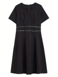 kkboxly  Elegant V Neck Dress, Short Sleeve Dress For Spring & Summer, Women's Clothing