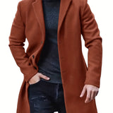 kkboxly  Plus Size Men's Solid Coat Fleece Button Up Jacket Oversized Tops For Spring/autumn, Men's Clothing