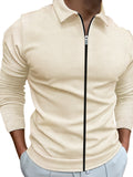 kkboxly  Men's Jacket Waffle Pattern Coat Jackets Lapel Hipster Full Zip Up Coats Streetwear Jacket