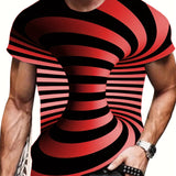 kkboxly Optical Illusion, Men's T-Shirt, Casual Loose Tees, Men's Streetwear